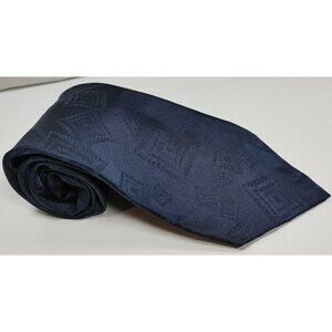 Vintage 60" Long Royal Blue Geometric Diamond Boxes Ketch Men's Tie Polyester